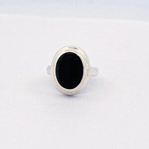 Estate Boma Sterling Silver 925 Black Onyx Oval Ring Size 5, 6.7g Vintage Gem